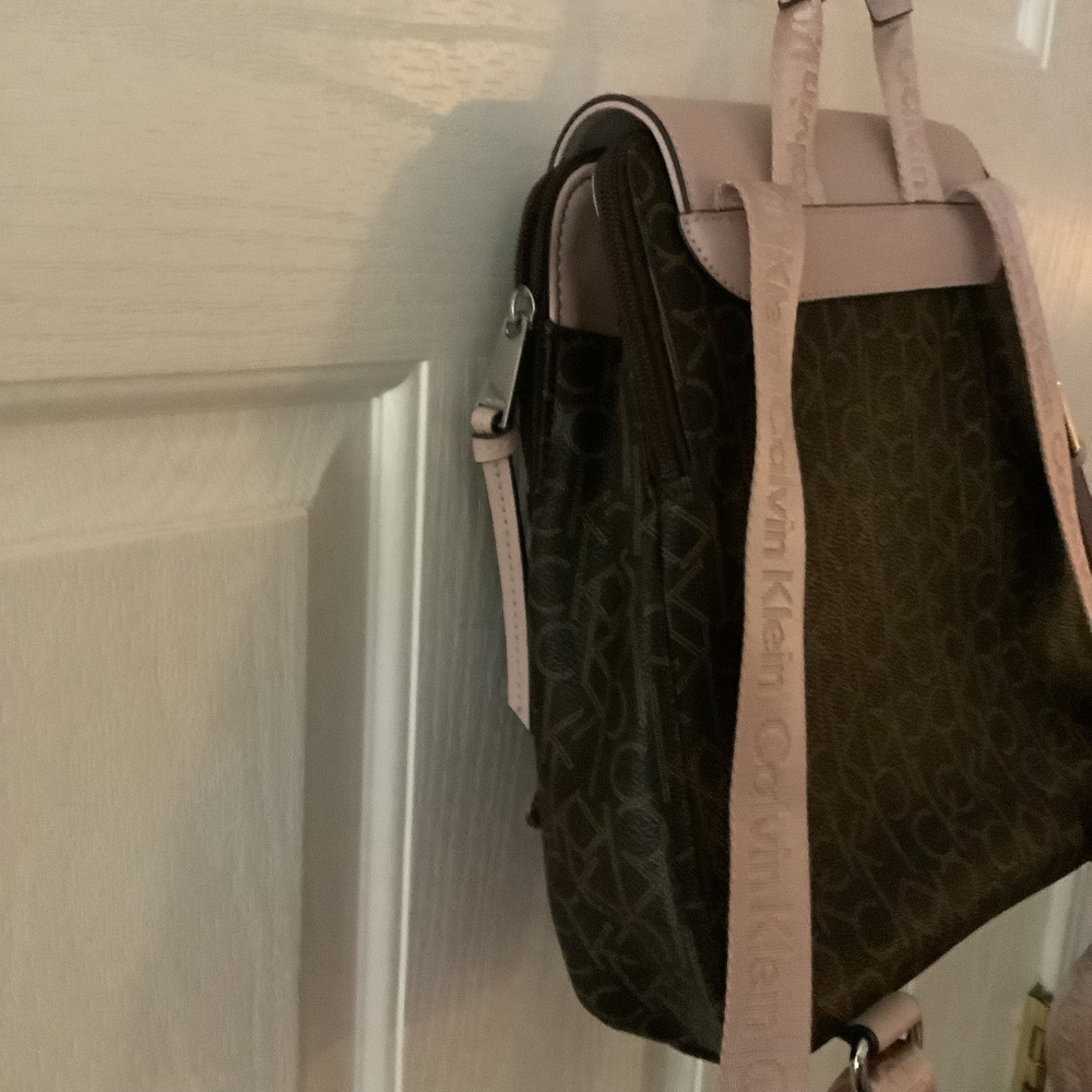 Calvin Klein Brand backpack purse, brown/beige. - Picture 8 of 12